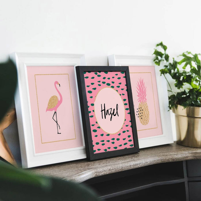 Nursery prints flamingo decor, pink and gold girls wall decor, flamingo tropical art set, pink gold pineapple nursery, personalized nursery