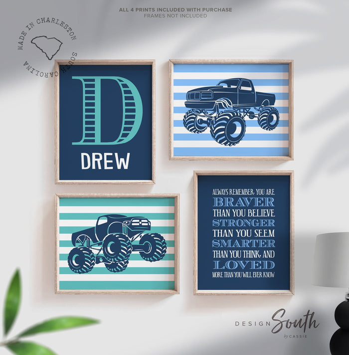 Personalized monster truck, monster truck bedroom decor, monster truck kids wall art, monster truck boys room decor, big monster truck theme