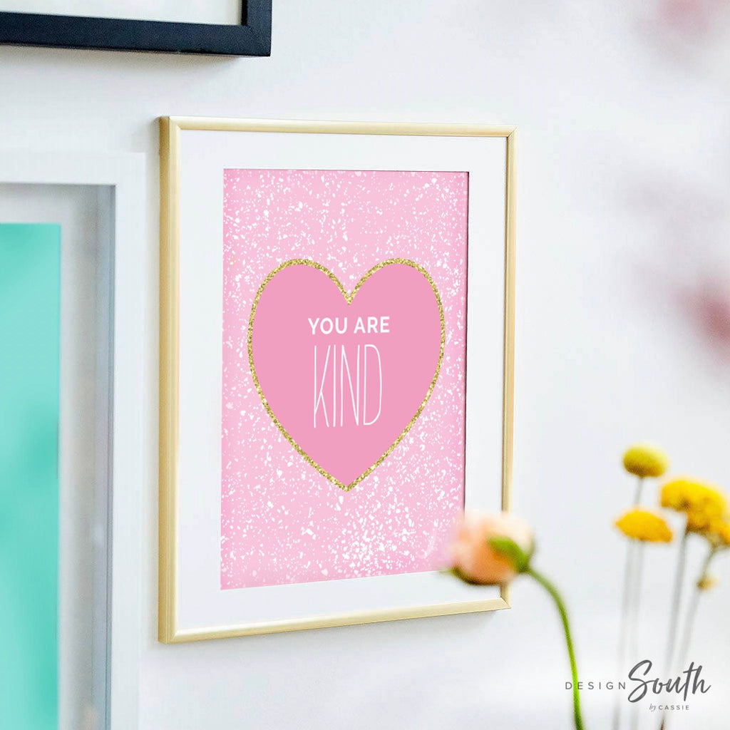 Pink purple and blue girls room decor, wall art for girls heart themed print, set of 3 girls art prints, you are smart strong loved wall art