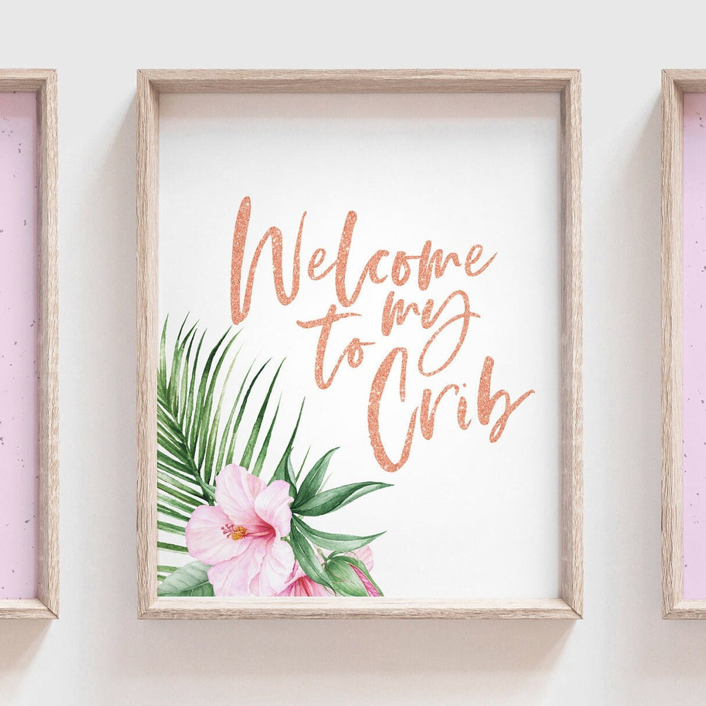 Girl nursery decor, tropical animal theme, gold and pink flamingo tropical nursery, girl nursery design, flamingo decor, pineapple art gold