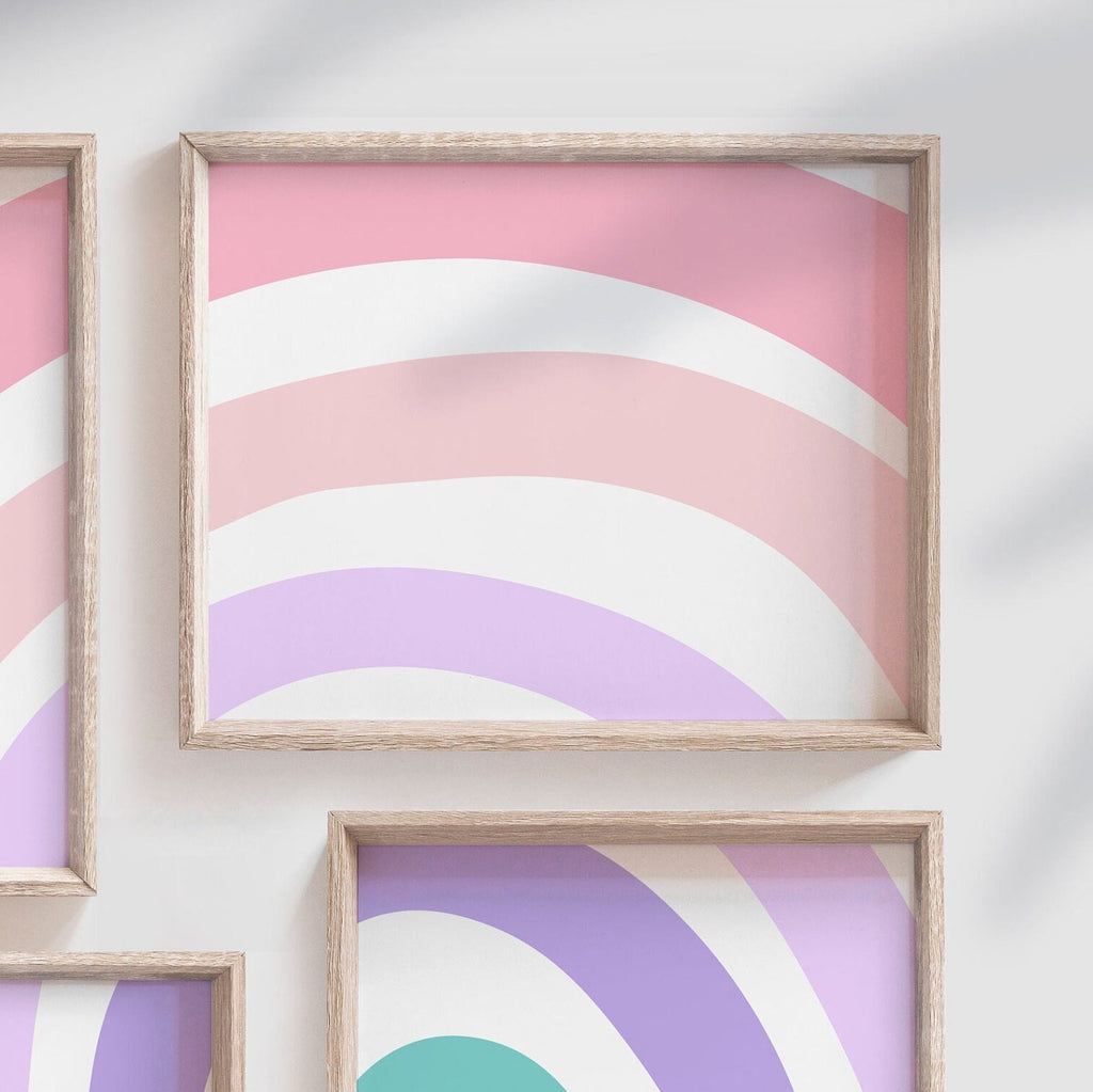 Rainbow nursery teal aqua purple lilac lavender pink, heart love girls name personalized gift, purple and teal nursery, girls bedroom wall