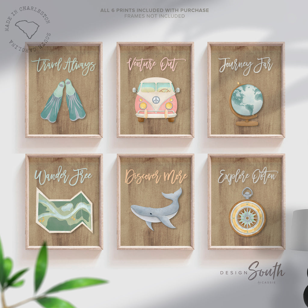 Travel nursery art, travel nursery decor, vintage travel themed nursery, rustic beach baby kid child bedroom nursery playroom art, beach art