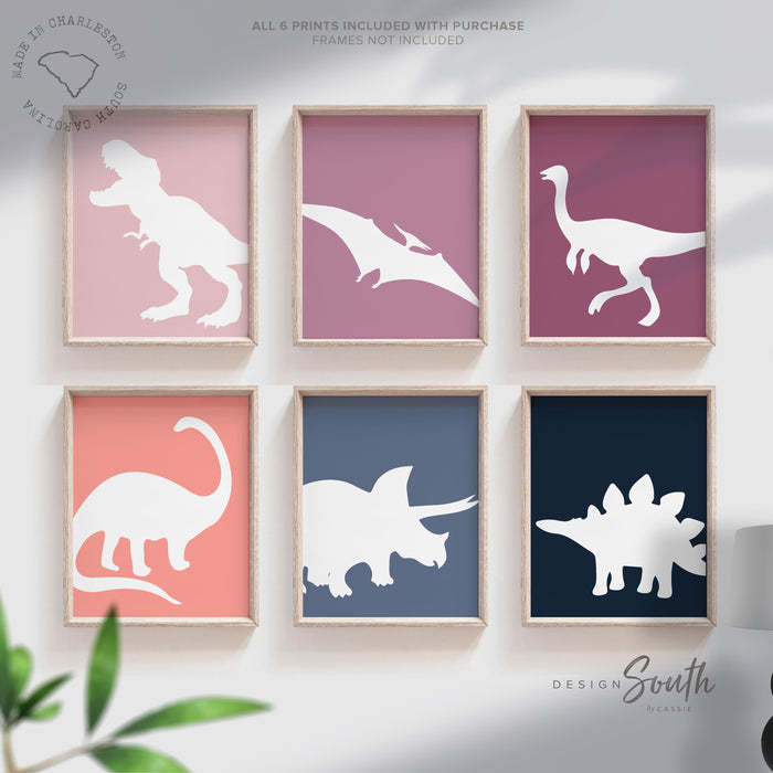 Little girl room dinosaurs, girl dinosaur art, pink blue purple dinosaurs, decor toddler wall girl boho dinosaurs, girl's art print dinosaur