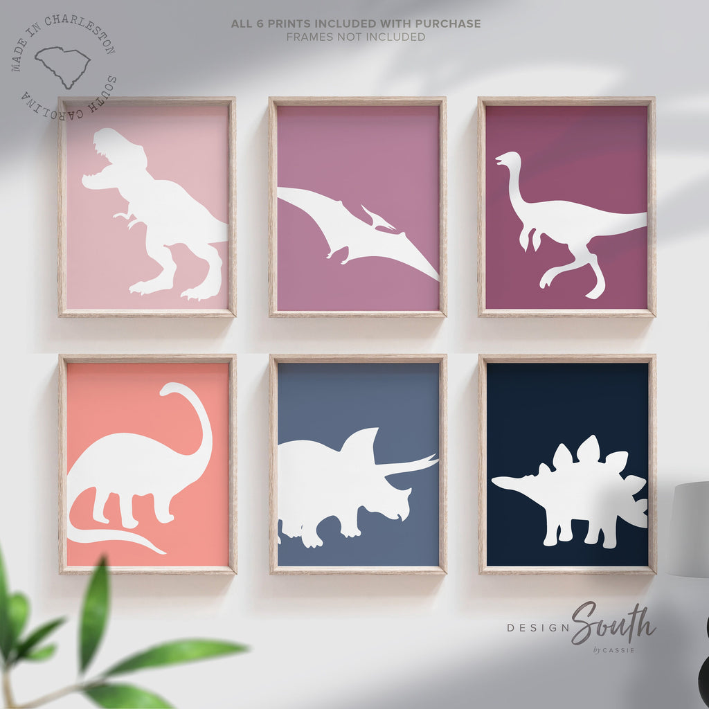Little girl room dinosaurs, girl dinosaur art, pink blue purple dinosaurs, decor toddler wall girl boho dinosaurs, girl&#39;s art print dinosaur