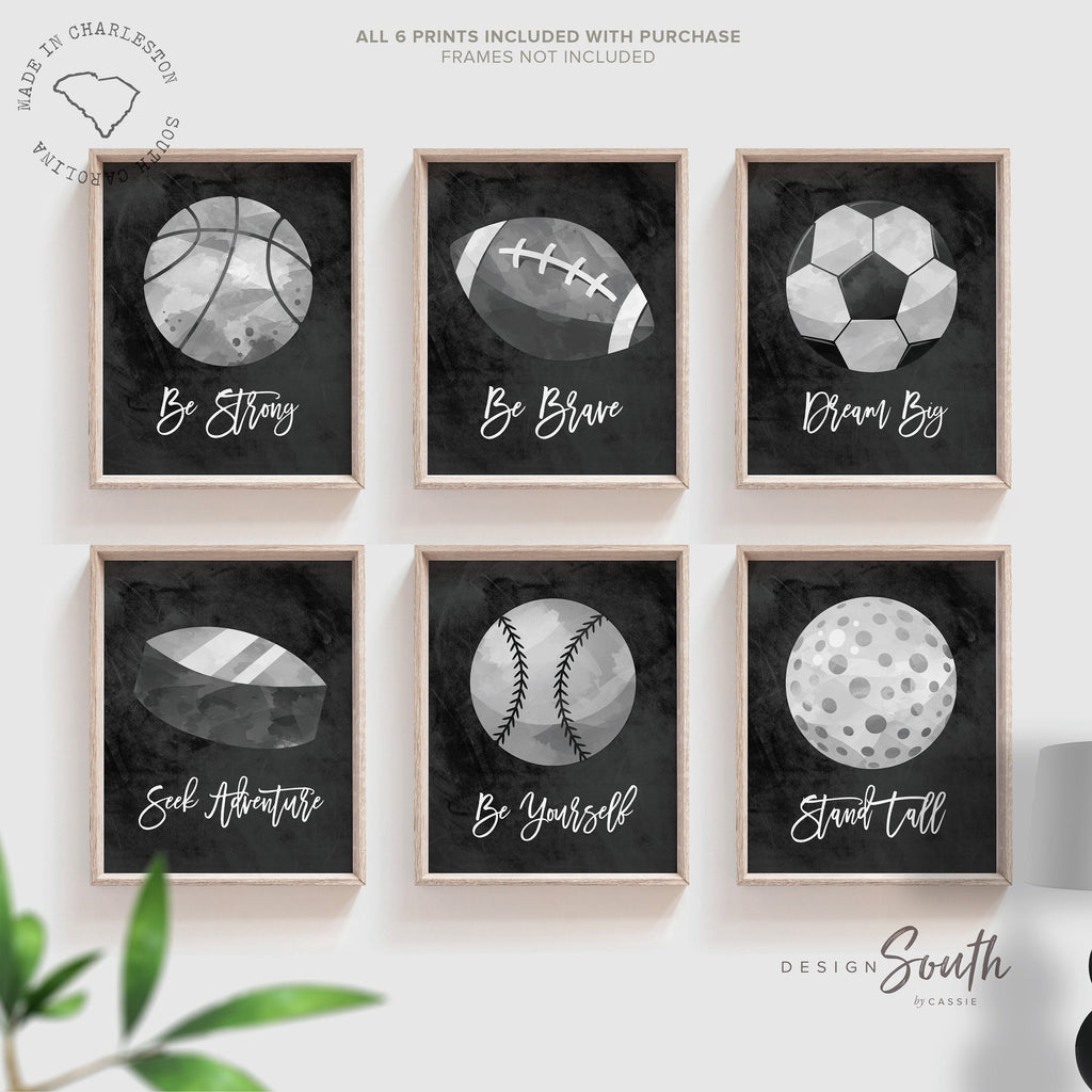 Industrial kids room sports decor, modern sports nursery art set, industrial kids playroom decor, gift for boy sports theme, kid room
