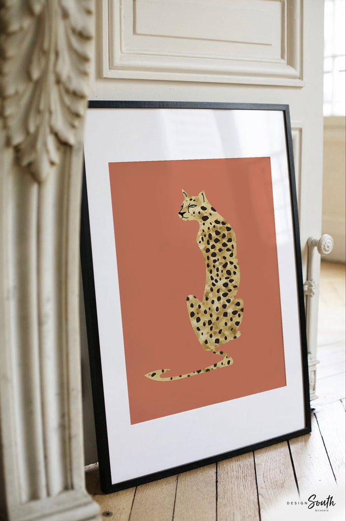 Boho Terracotta Cheetah Nursery Art — Vintage Safari Name Prints