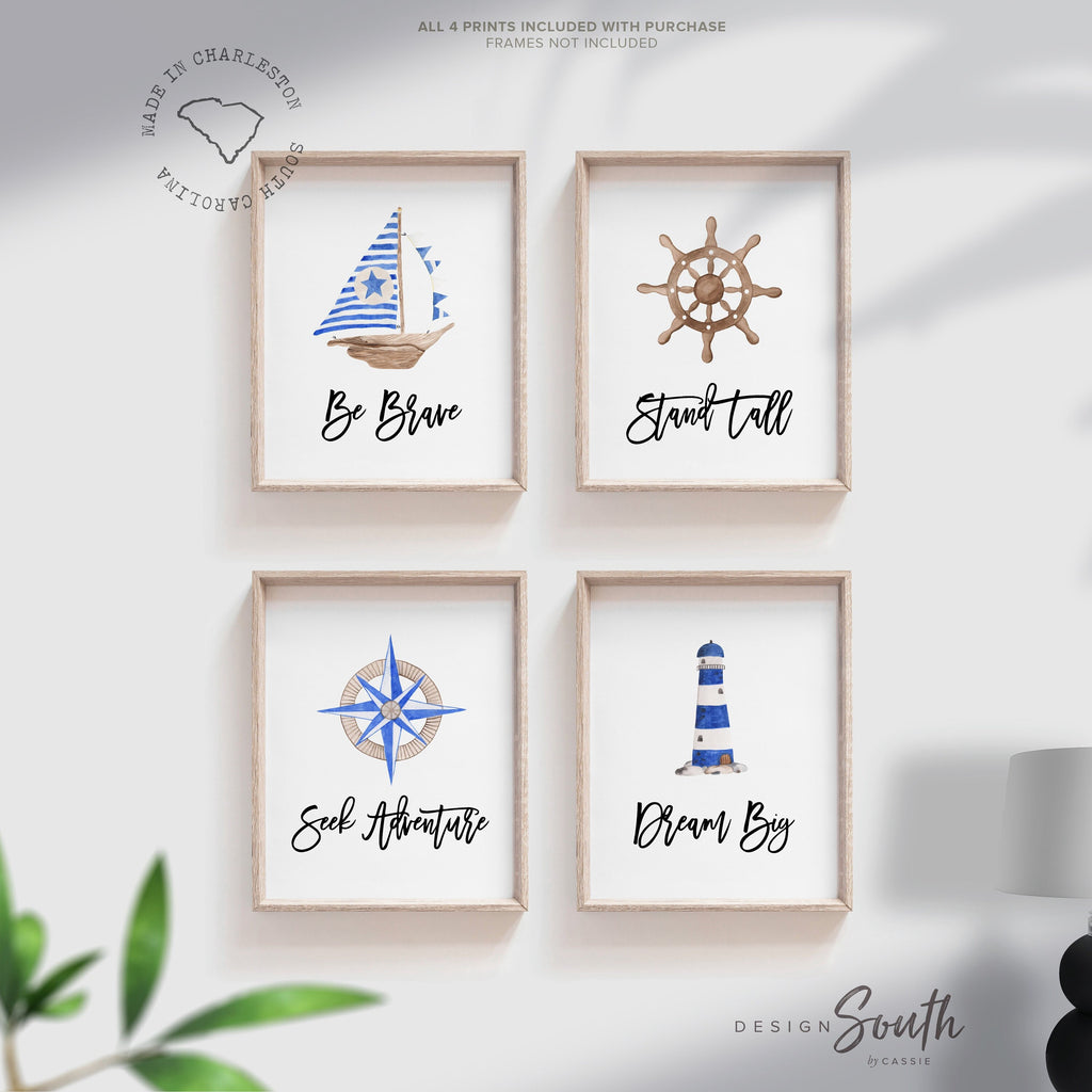 Boy nautical nursery decor, sea baby navy blue nursery, art prints for baby boy, anchor compass sailboat, ocean nursery, nautical baby boy