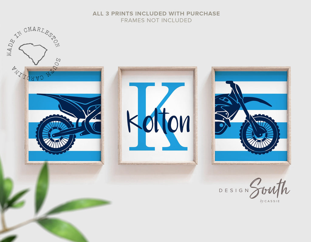 Dirt bike room decor ideas, customized name motocross dirt bike wall art boys room, dirt bike theme bedroom playroom nursery, boys bike gift