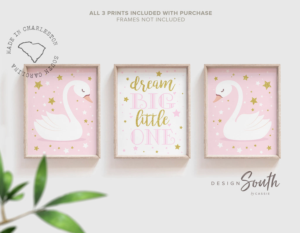 Swan nursery, baby shower gift, pink and gold nursery, baby girl wall art, nursery decor, swan princess, pink swan, pink and gold swan art