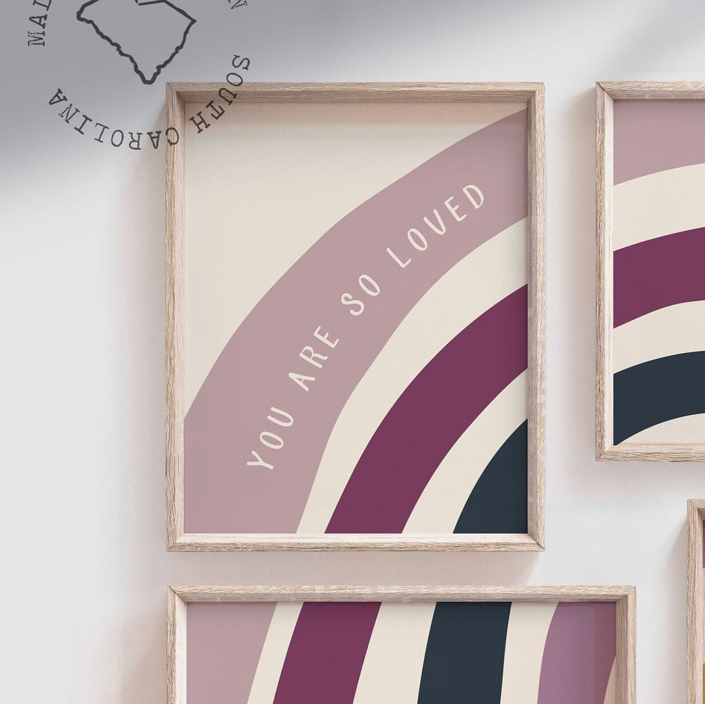 Plum baby girl nursery, elegant bedroom nursery girl wall art, plum colored baby room ideas, purple rainbow art, decor for baby purple color