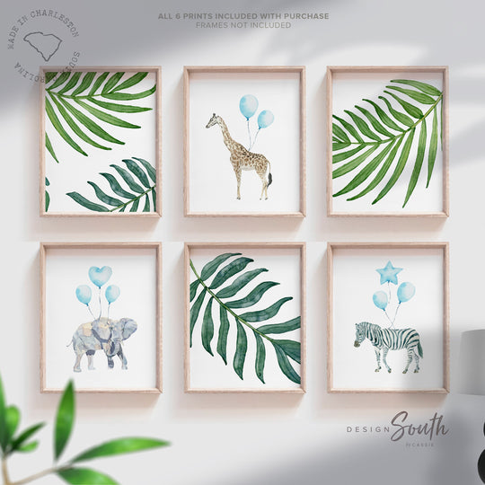 Baby safari animal nursery art, baby tropical safari animal nursery decor, baby animals nursery, safari baby art, newborn baby art balloons