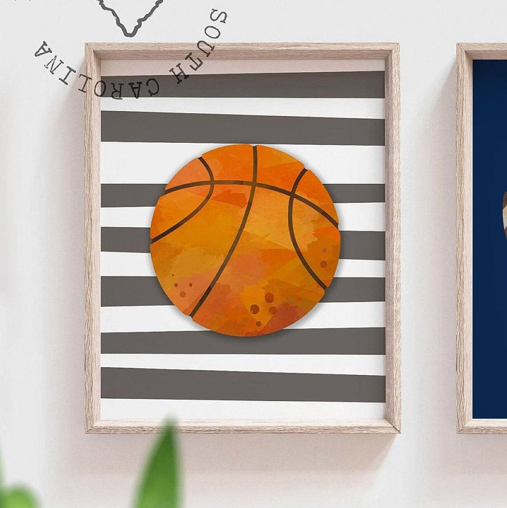 Sports home decor boy name, sports poster boy room, sports wall art, little boy gift, artwork wall crib sports theme, basketball soccer ball