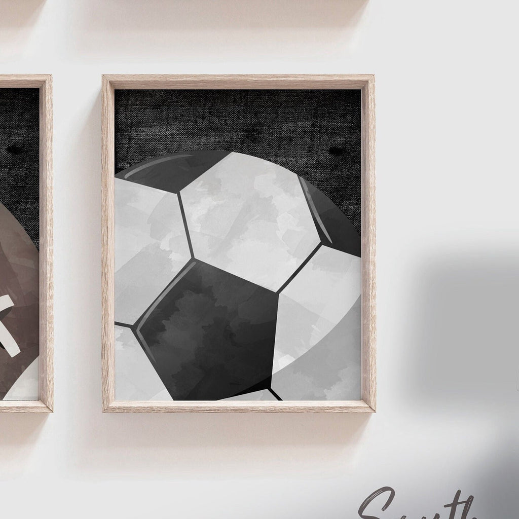 Set of 4 sports balls gray wall prints, sports baby nursery little boy's bedroom, all sports room ideas, toddler sports art, sports themed
