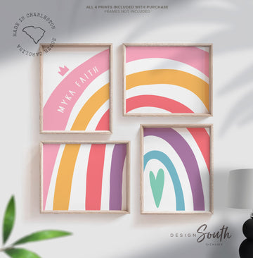 Little girl room ideas, kids wall art, colorful rainbow art, bright colorful fun girl room, rainbow decorations, whimsy bright accessories