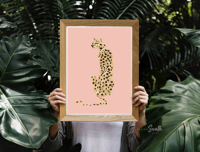 Pink leopard print wall decor, boho modern nursery art, pink safari nursery decor, wall art for girls room, little girl bedroom pink boho