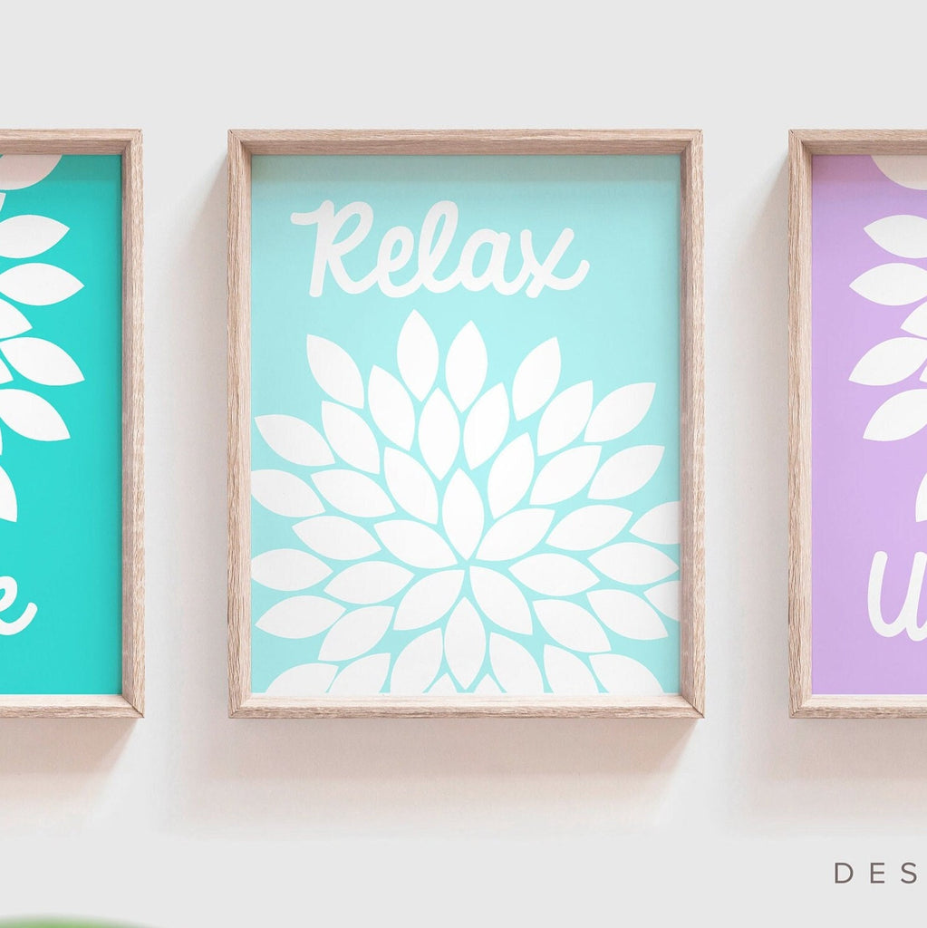 Purple teal bathroom art, purple flower art, flower art for bathroom, adult bathroom art, purple teal bathroom, purple teal bathroom decor