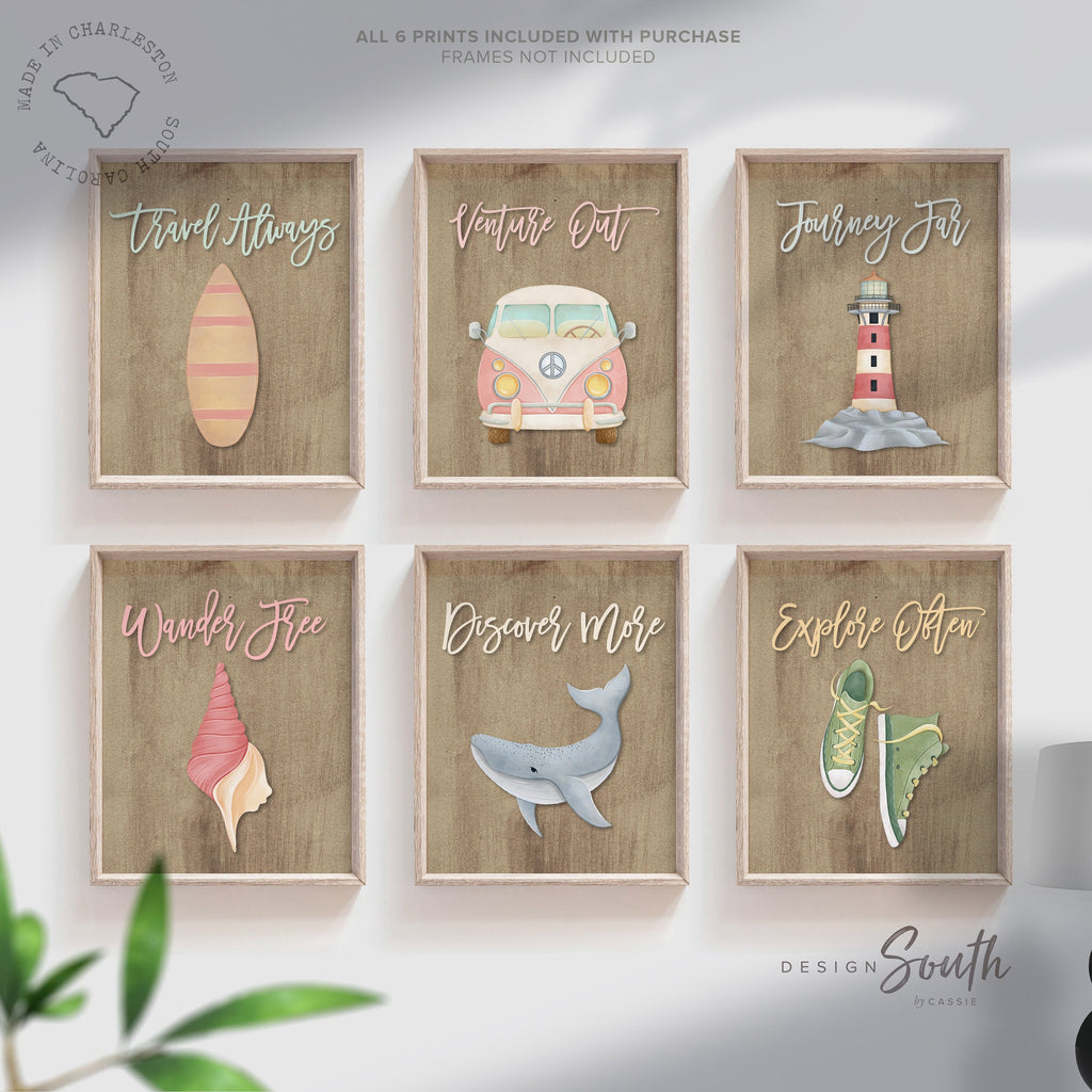 Travel nursery art, travel nursery decor, vintage travel themed nursery, rustic beach baby kid child bedroom nursery playroom art, beach art