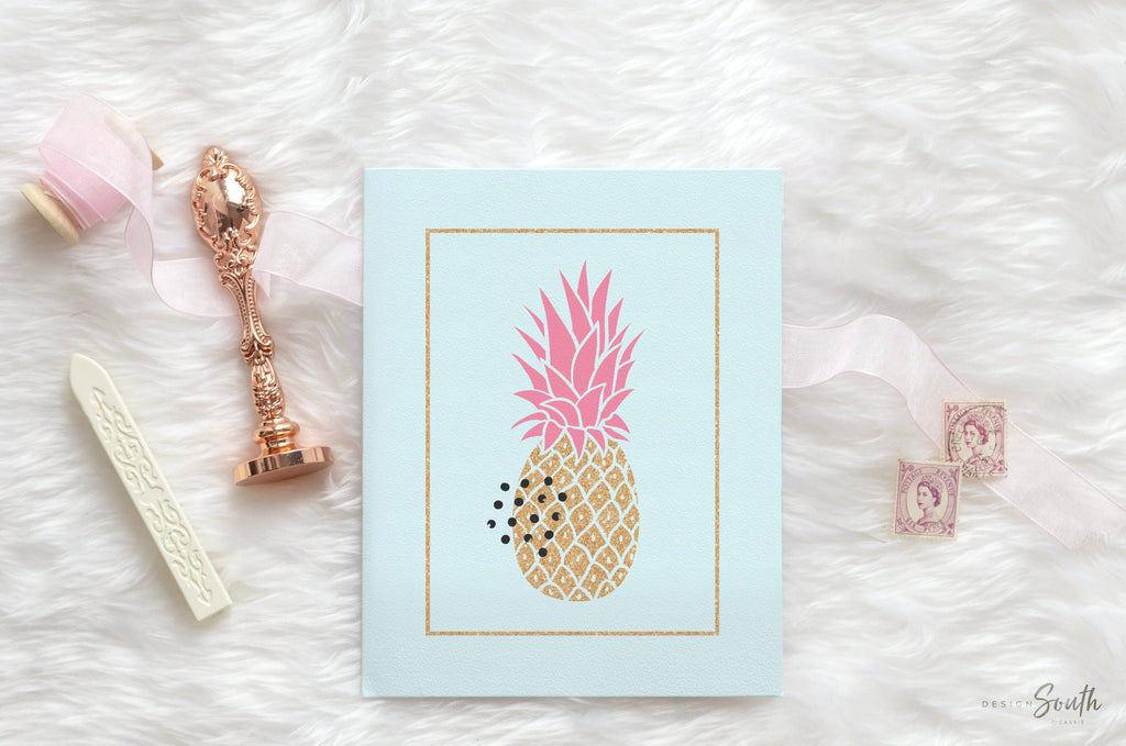 Flamingo pineapple palms wall art set, pink gold sparkles green palms themed, little girl room tropical, baby girl flamingo wall decor idea