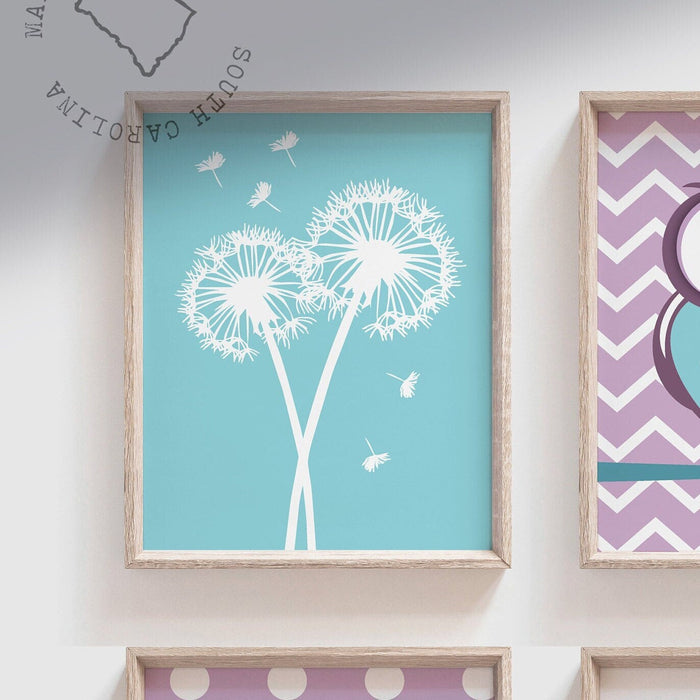 Baby girls nursery decor, owl nursery decor, girls owl nursery, flowers, chevron, purple and aqua blue decor, girls, girls nursery decor