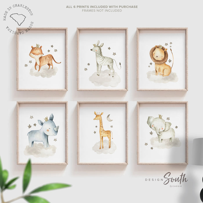 Sweet baby animal nursery art, poster print set baby animals, animal wall art gender neutral colors, animal baby room, safari themed nursery