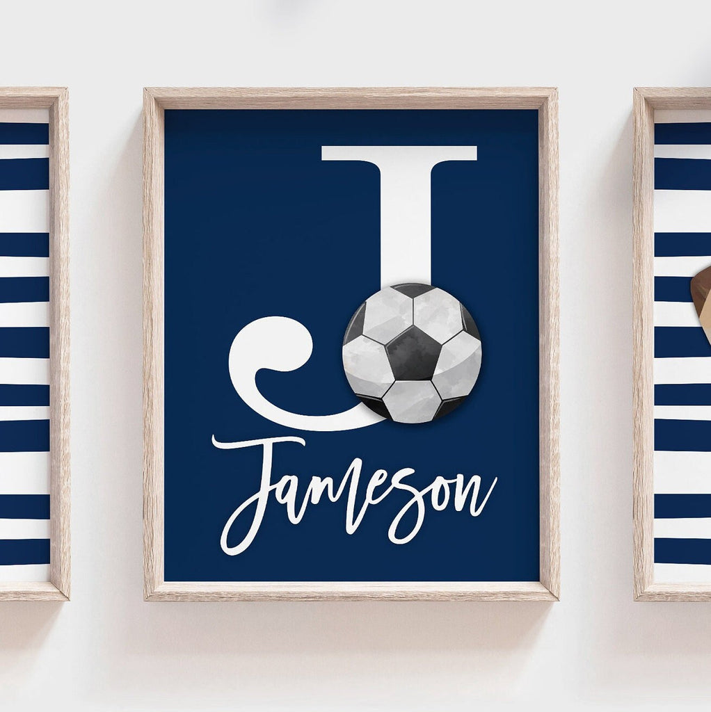 Boys nursery decor sports, boys bedroom decor, monogram print, navy blue and gray, boys monogram, boys nursery print, boy bedroom art sports