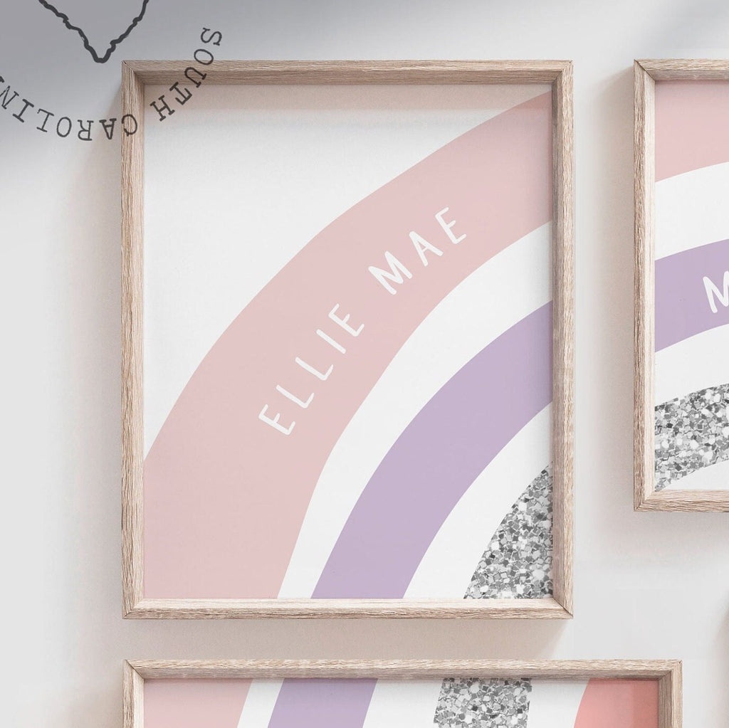 Pink silver sister room art, wall art for twin girls, personalized names girl sign sisters, pink purple sister art, pink sister wall decor