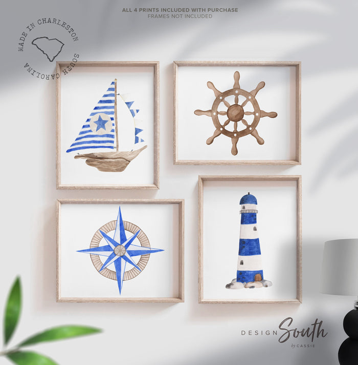 Blue nautical bedroom, boy nautical decor, boys bedroom wall art, nautical boys room decor, anchor kids art, blue boys sailboat anchor ship
