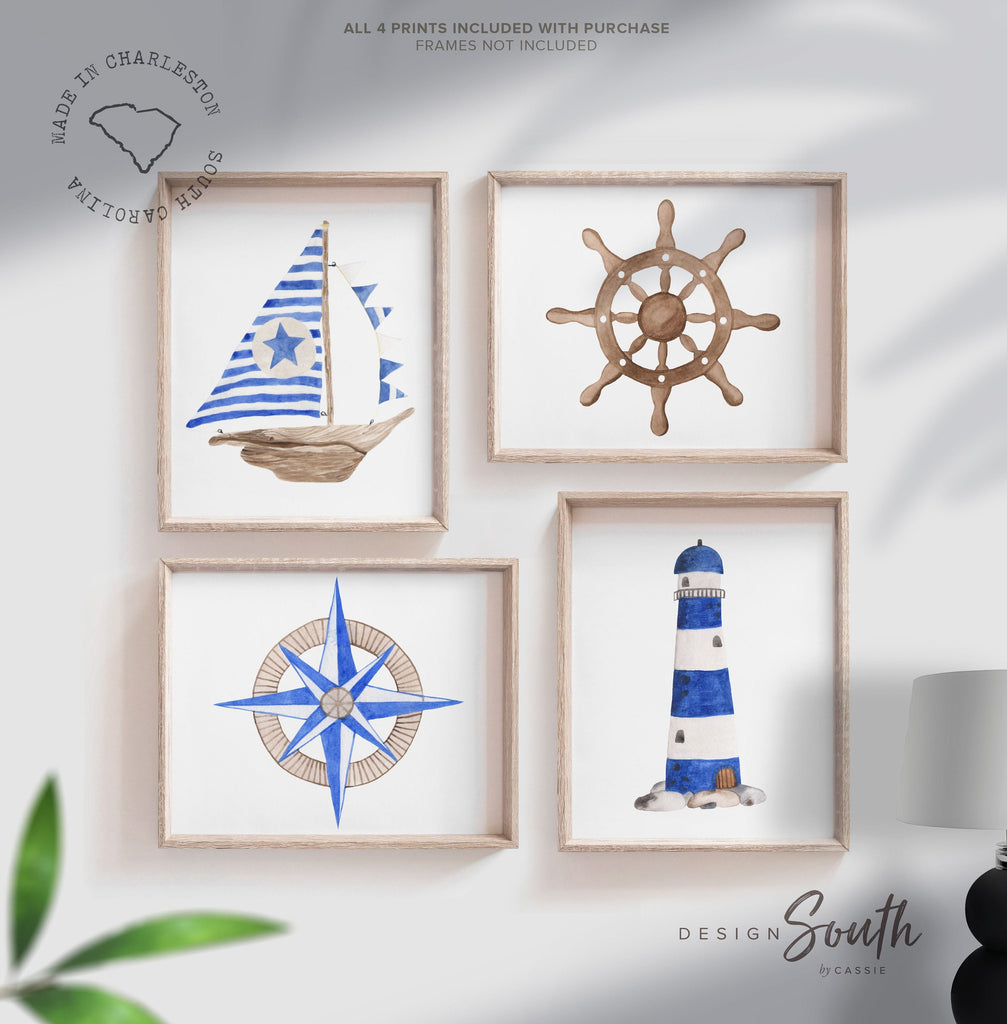 Blue nautical bedroom, boy nautical decor, boys bedroom wall art, nautical boys room decor, anchor kids art, blue boys sailboat anchor ship