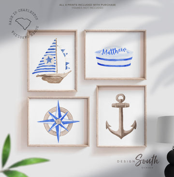 Baby boy nautical, baby blue nursery, personalized nautical nursery, blue nautical nursery art, blue navy nautical, kids nautical wall art