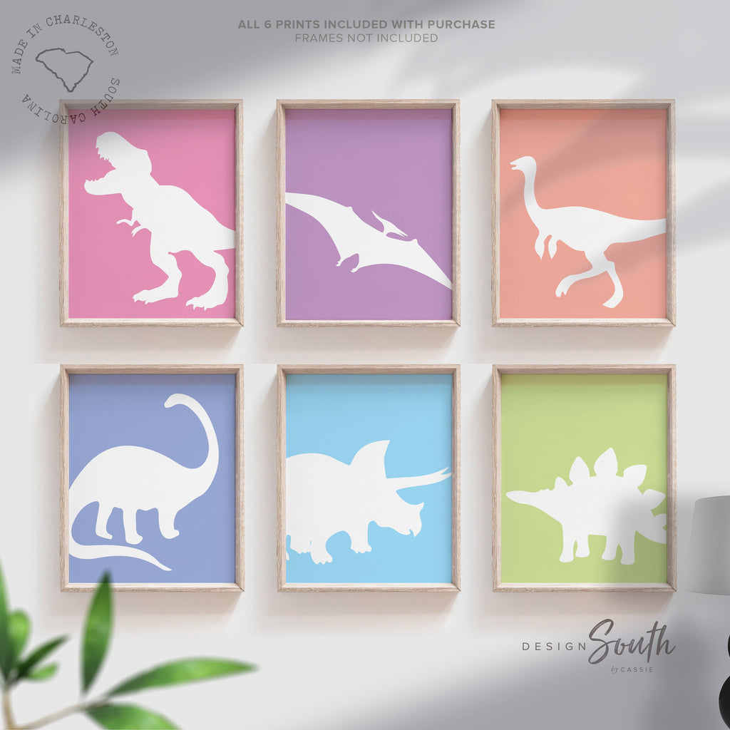 Pastel dinosaur art, dinosaurs girl nursery wall art, bedroom decor cute dinosaurs for girl, dinosaur prints pastel for girls, pink dinosaur