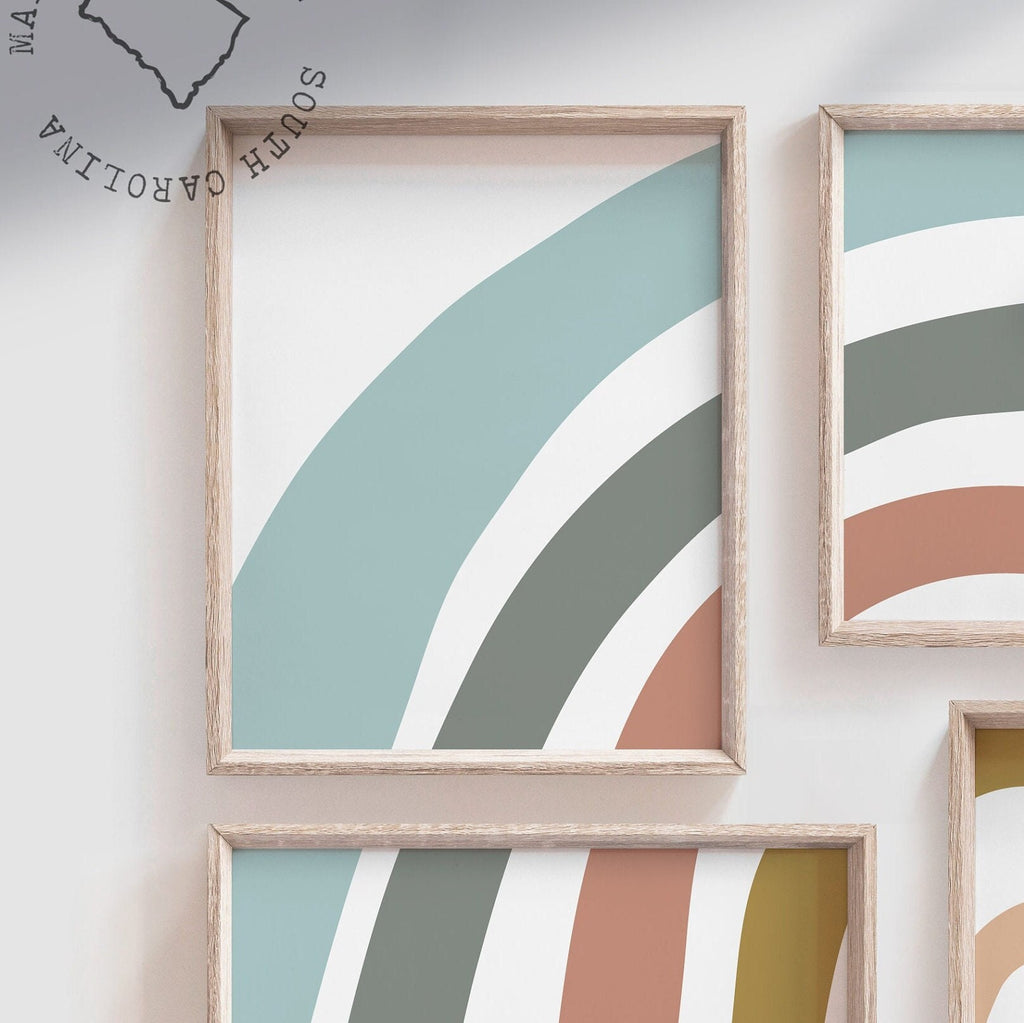 Rainbow nursery decor, gender neutral baby decor, unisex nursery decor, neutral rainbow theme nursery, love print, gender neutral wall ideas