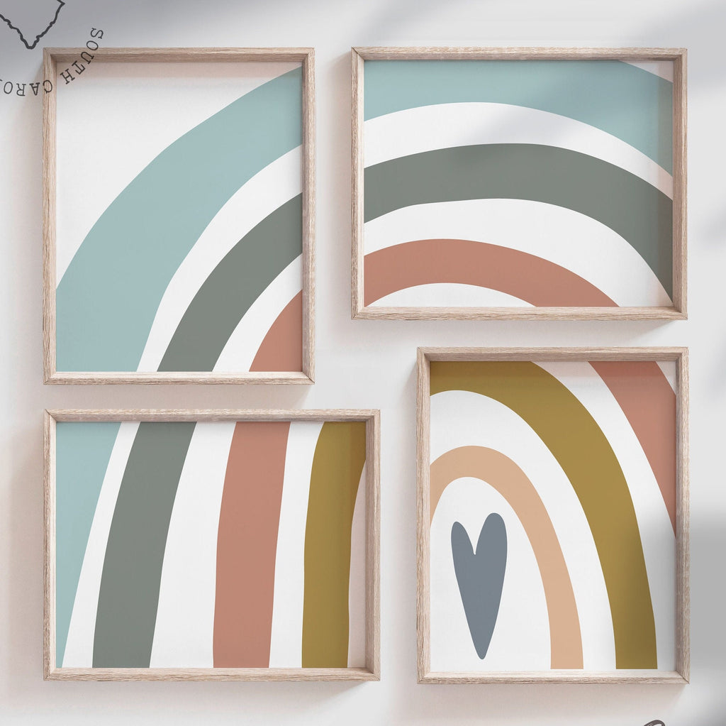 Rainbow nursery decor, gender neutral baby decor, unisex nursery decor, neutral rainbow theme nursery, love print, gender neutral wall ideas