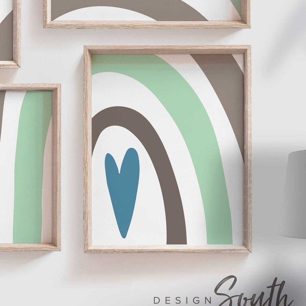 Blue rainbow art, blue hue rainbow, blue and green rainbow, gender neutral baby room, boy bedroom wall decor, nursery prints, rainbow prints