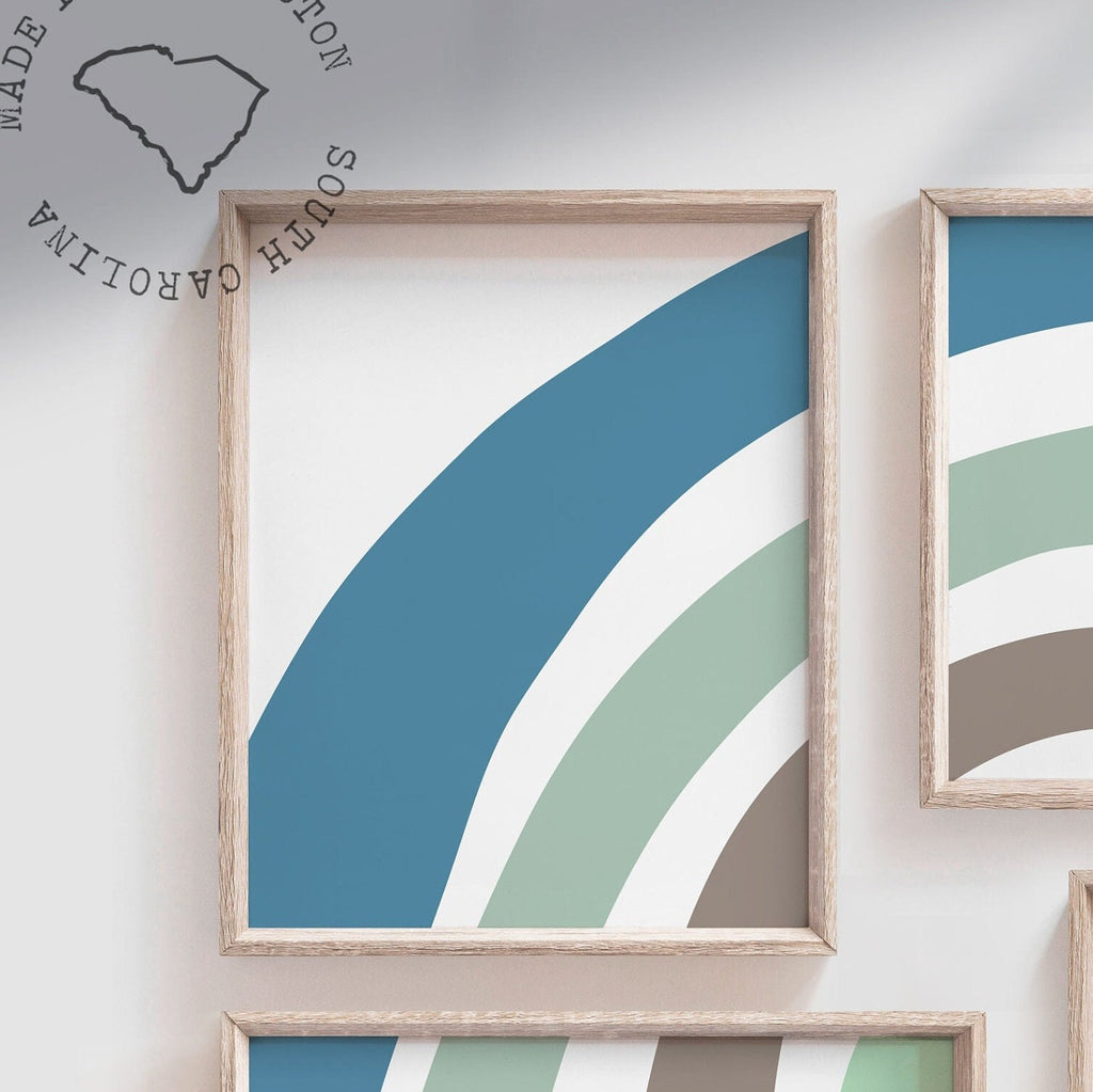Blue rainbow art, blue hue rainbow, blue and green rainbow, gender neutral baby room, boy bedroom wall decor, nursery prints, rainbow prints