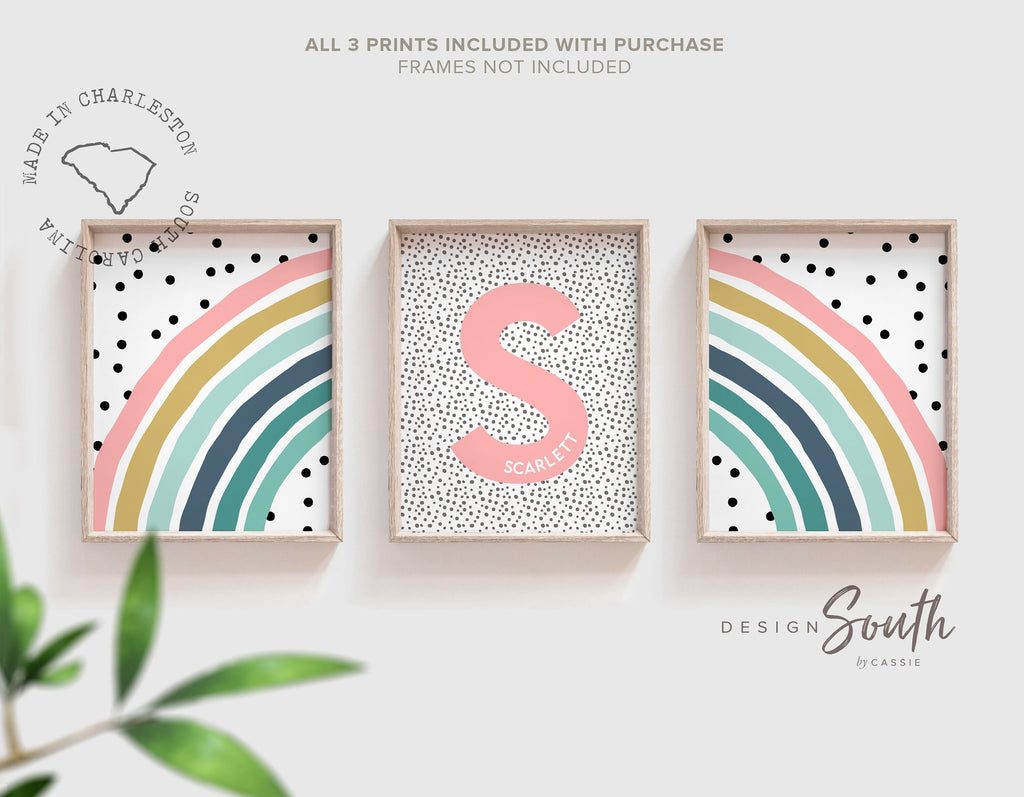 Teal pink little girl room art, baby room pastel rainbow theme decor, girl bedroom rainbow art, gift little girl rainbow, baby girl nursery