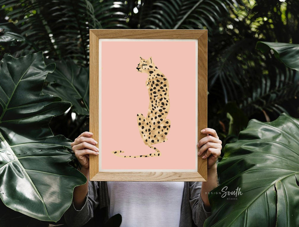 Chic trendy girl nursery, pink spotty nursery, cheetah print nursery, safari animal nursery art girl, baby pink cheetah girls name modern
