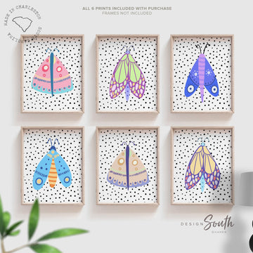 Butterfly art print set, butterfly nursery artwork, nursery print home decor wall art butterfly theme, girls bedroom wall art colorful decor