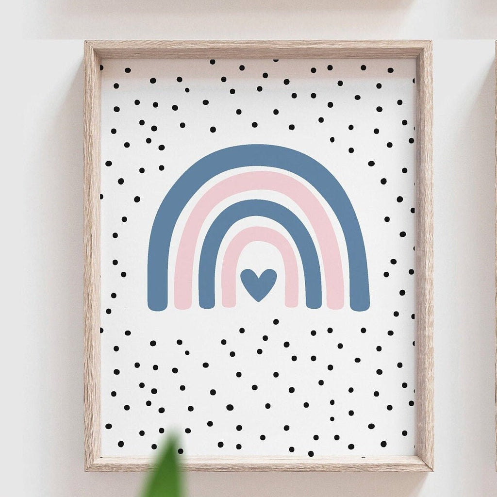 Play read love, little girl room wall art, playroom wall art for girl, heart crown rainbow art, girl reading wall art, gift girl birthday