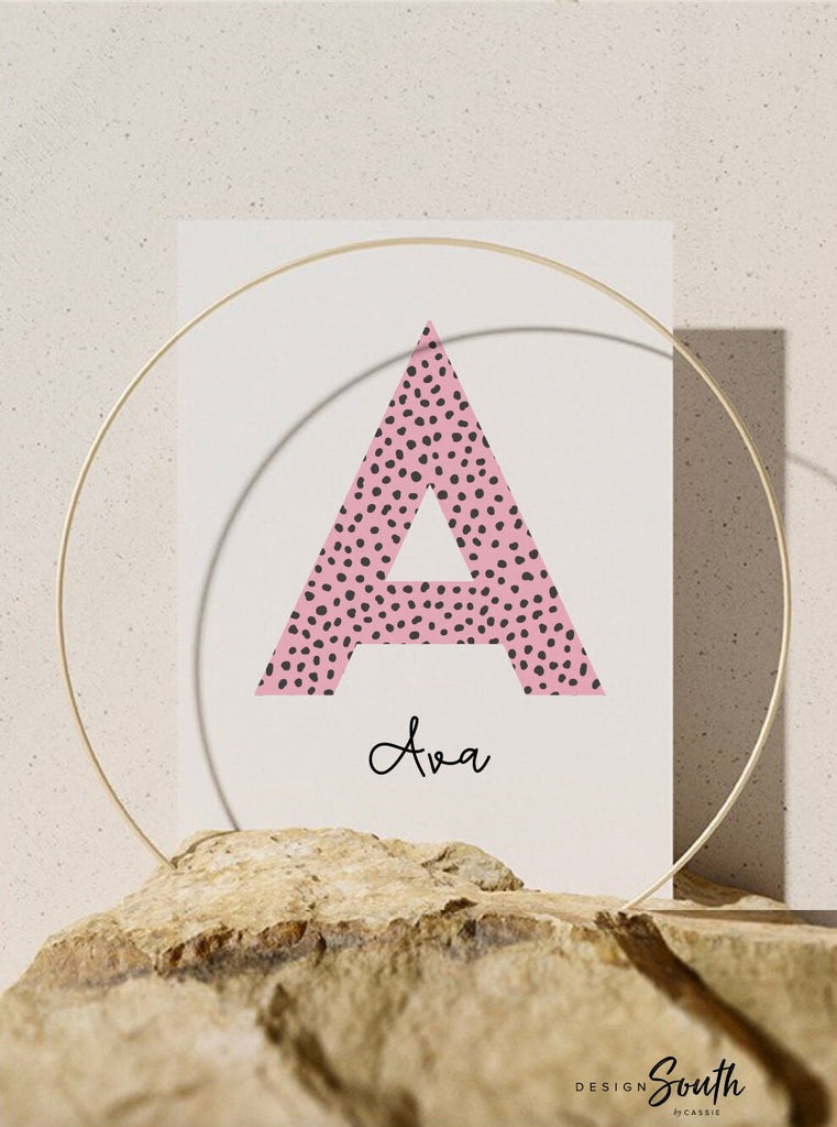 Rainbow nursery monogram art print, baby girl monogram nursery wall art, custom bedroom kid art, rainbow monogram letter, playroom wall art