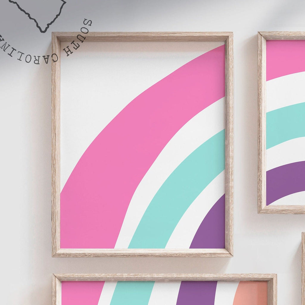 Bright rainbow nursery, girl room prints, bright set of rainbow, cute girl rainbow, bright bedroom decor, happy whimsical cheerful nursery