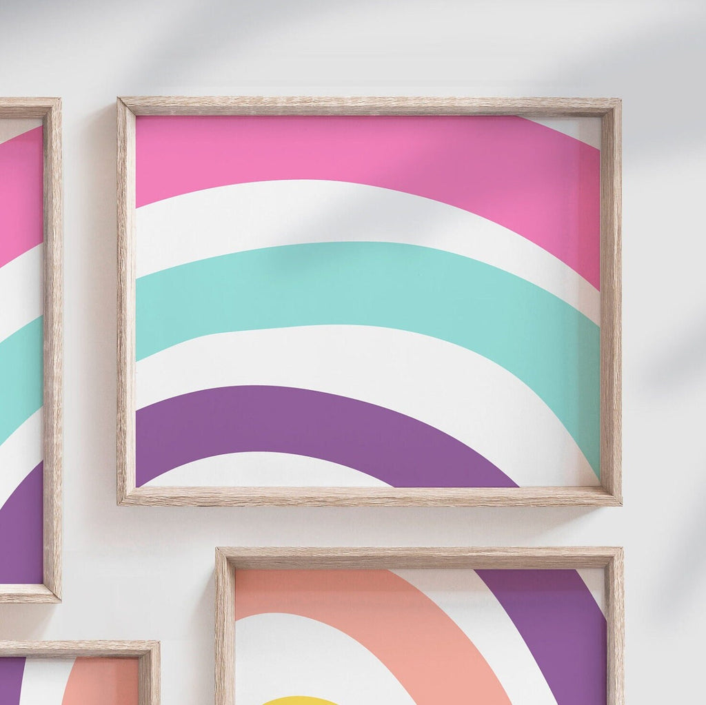 Bright rainbow nursery, girl room prints, bright set of rainbow, cute girl rainbow, bright bedroom decor, happy whimsical cheerful nursery