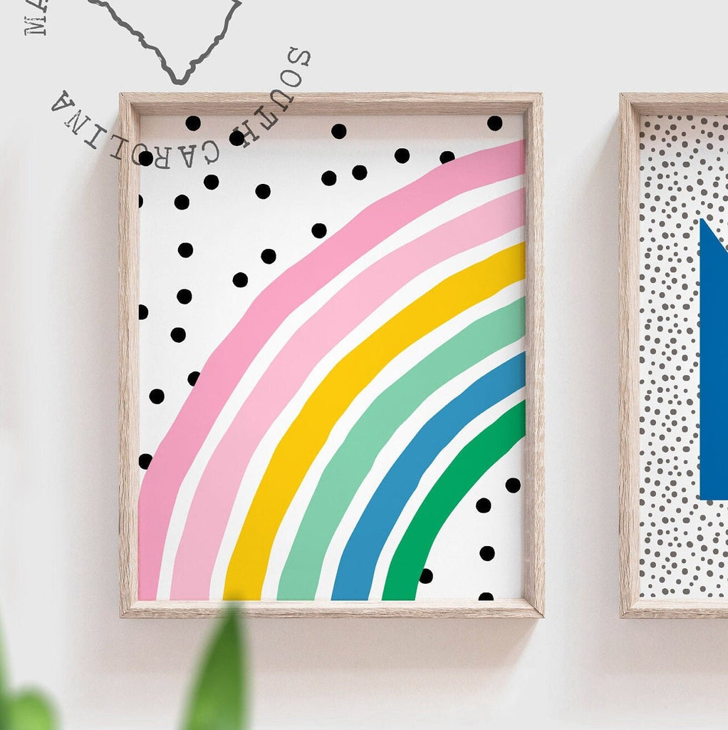 Rainbow color nursery, rainbow theme baby shower, gift for girl, little girl bedroom name art, baby girl wall decor, rainbow themed nursery