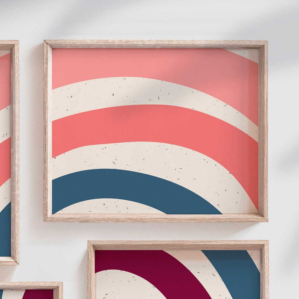 Boho coral pink navy blue nursery, you are so loved, nursery wall art rainbow, deep red maroon burgundy nursery, boho kid room art print set