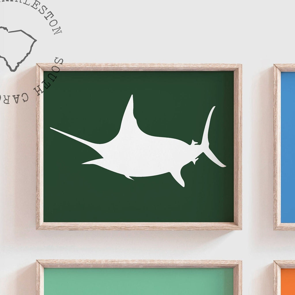 Boys ocean fish nursery decor, boys fishing nursery, nautical nursery theme, blue fish theme nursery, boys saltwater fish marlin dorado tuna