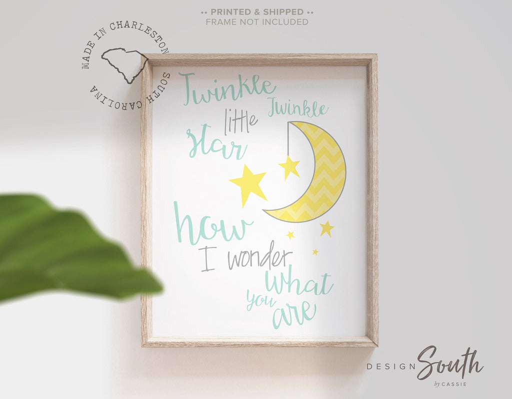 Twinkle, twinkle little star, how i wonder what you are, girls nursery decor, boys nursery decor, moon, stars, nursery print, children's art