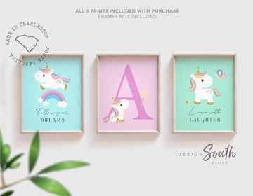 Unicorn baby art, unicorn wall decor, unicorn girl bedroom, unicorn theme nursery, pastel unicorn art, gift for little girl unicorn prints