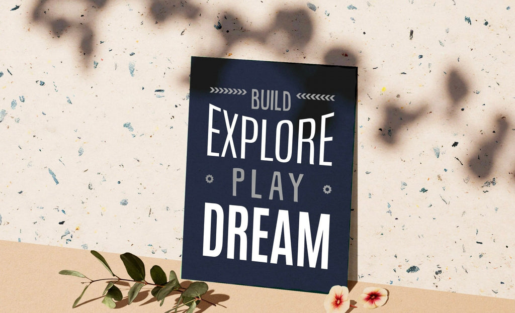 Boys room construction navy blue and gray, build explore play dream, construction equipment vehicles, boys bedroom decor, wall art for boys