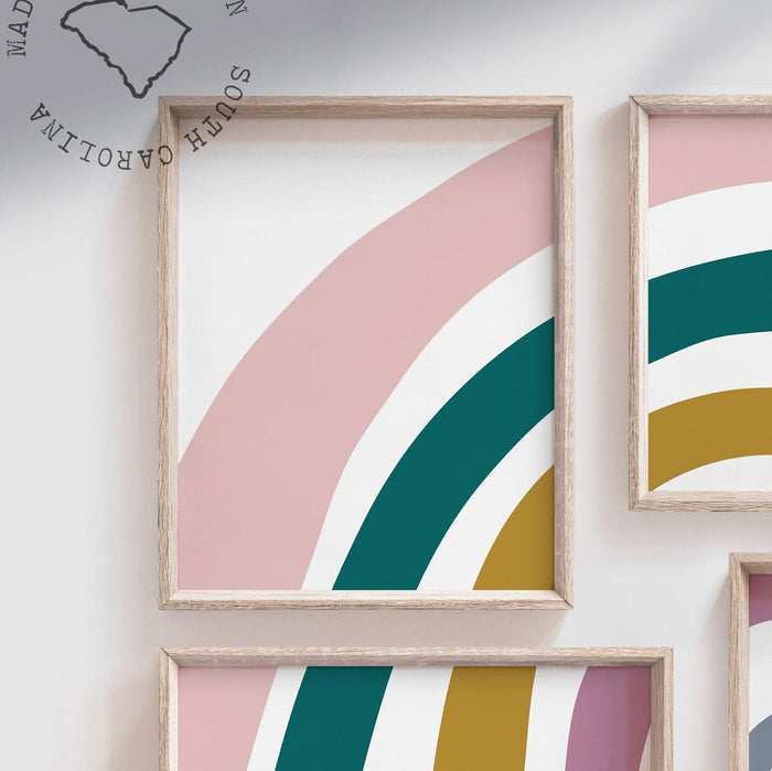 Neutral nursery wall decor muted rainbow tones abstract print, heart love neutral prints, rainbow baby shower neutral boy gift, playroom art