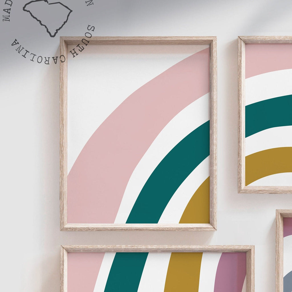 Neutral nursery wall decor muted rainbow tones abstract print, heart love neutral prints, rainbow baby shower neutral boy gift, playroom art