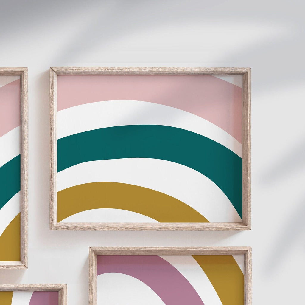 Neutral nursery wall decor muted rainbow tones abstract print, heart love neutral prints, rainbow baby shower neutral boy gift, playroom art